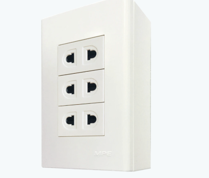 Bộ ổ cắm đơn 3 ổ cắm 2 chấu