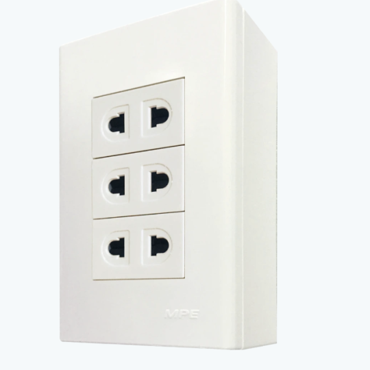 Bộ ổ cắm đơn 3 ổ cắm 2 chấu